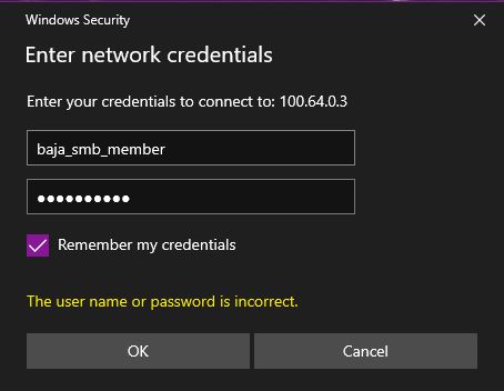 Network Credentials Input