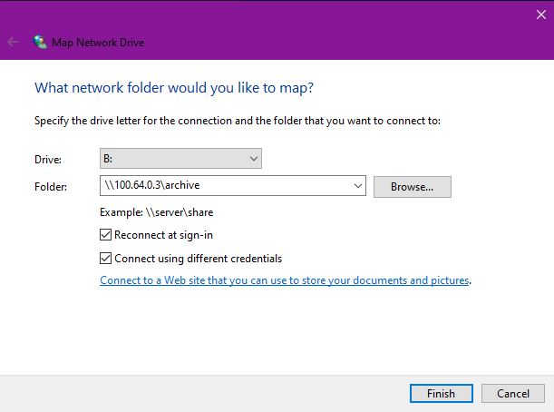 Mapping Network Drive Dialog
